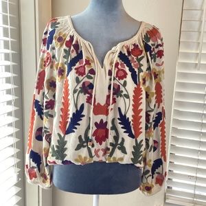 Soft Surroundings Banjara Boho Embroidered Top Size XS